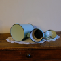 Cafetière ancienne vert d’eau émaillée