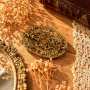 Antique openwork brooch amber stone