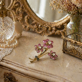 Broche ancienne bouquet fleurs vintage