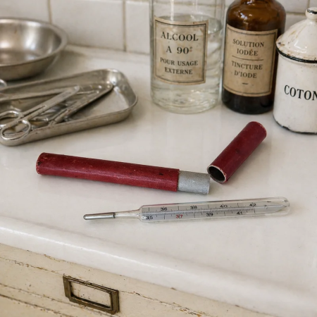 Vintage medical thermometer glass case