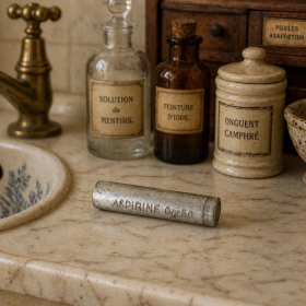 Tube aspirine ancien métal vintage