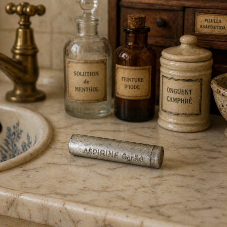 Authentic French Vintage Aspirin Tube Decor