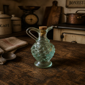 Mini burette ancienne verre bleu