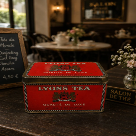 Authentic French Vintage Lyons Tea Tin Box Decor