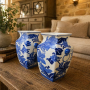 Vases porcelaine bleu blanc vintage
