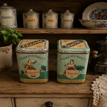 Authentic French Vintage Tins – Antique Decor Set