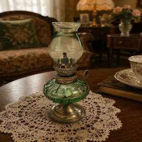Authentic French Antique Oil Lamp Vintage Decor